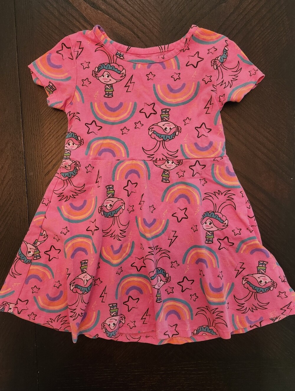 Trolls Pink Rainbow Skater Dress